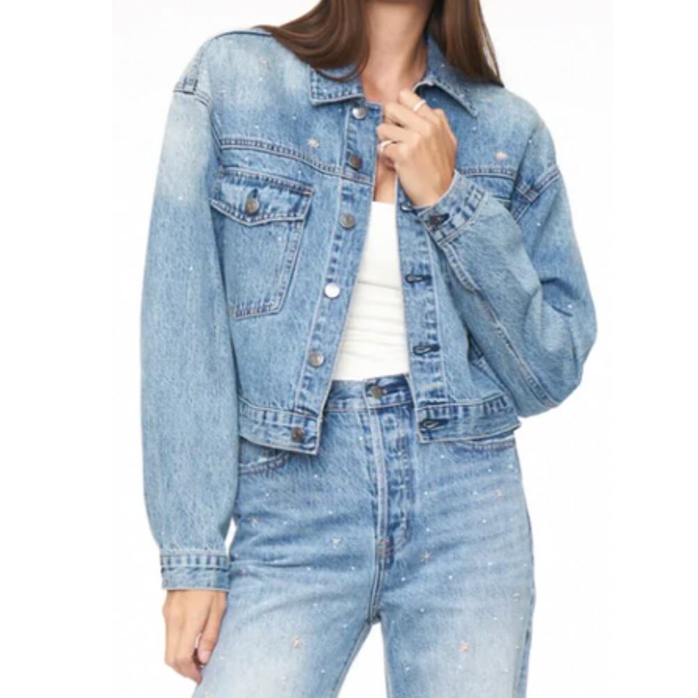 Pistola Shelby Embellished Women Oversized Trucker Jacket Size S